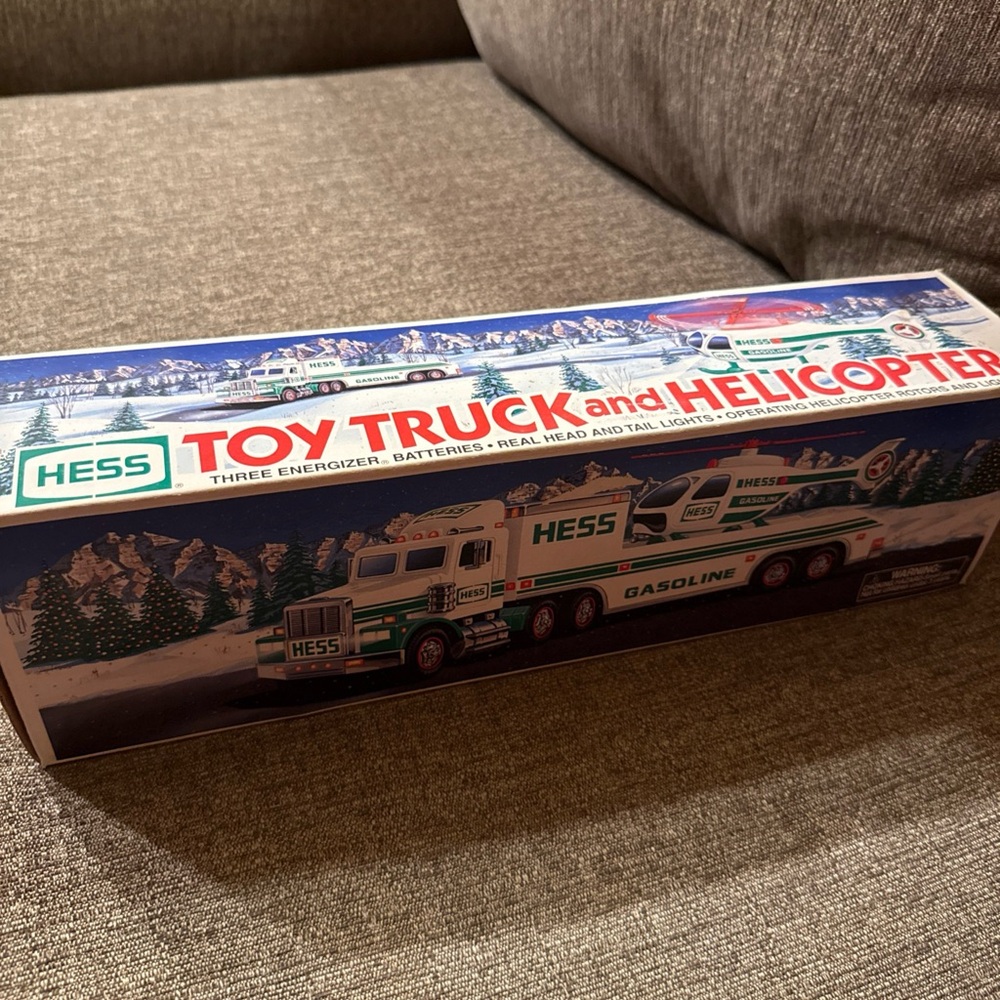 1995 Hess Gasoline/Fuel Toy Truck and Helicopter with Original Box Vintage